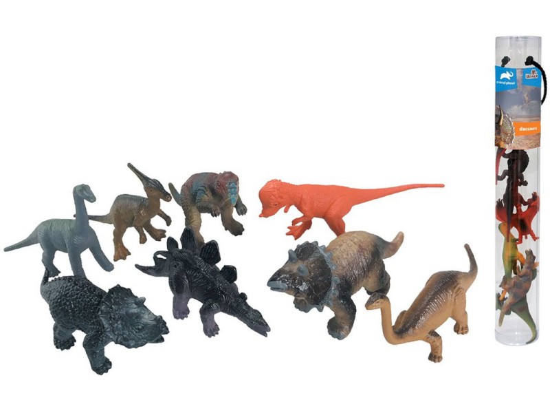 07552 - Zvířátka v tubě - dinosauři, 6 - 11 cm, mobilní aplikace pro zobrazení zvířátek, 8 ks
