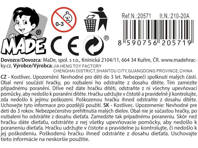 Kostlivec, 40 x 13 x 5 cm