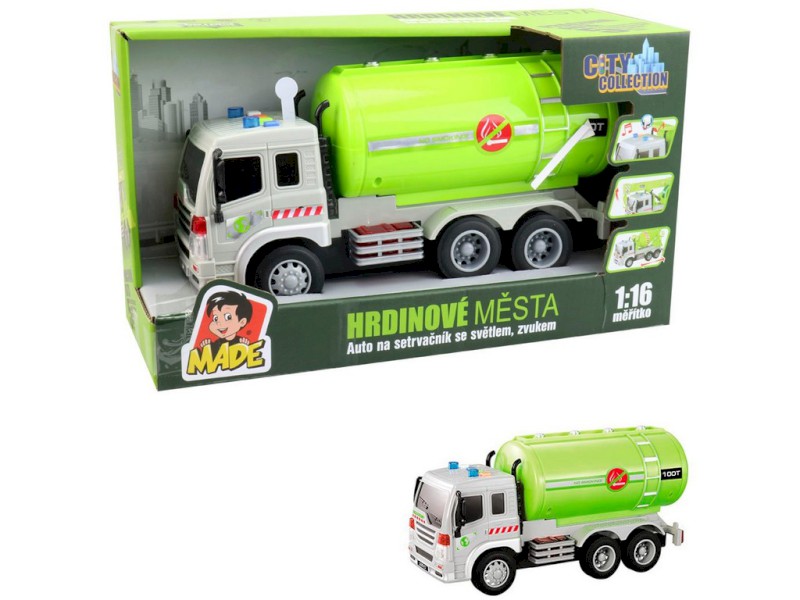 14286 - Auto cisterna na setrvačník, se světlem a zvukem, na baterie, 26,5 x 10 x 13,5 cm