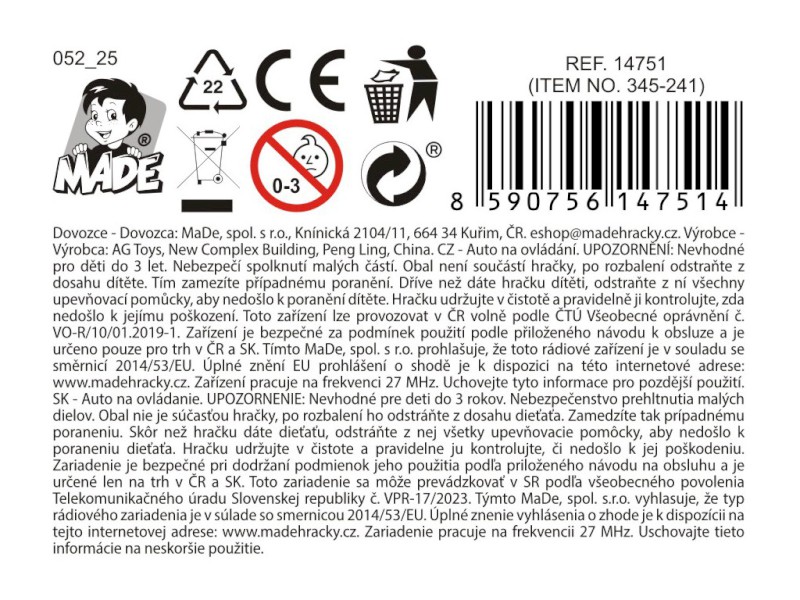 14751 - Auto hasičské na dálkové ovládání, se světlem a zvukem, 21 cm