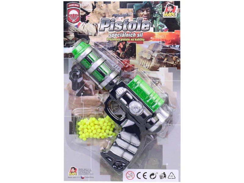 15642 - Pistole na kuličky, 18 cm, s náhradními kuličkami, 100 ks