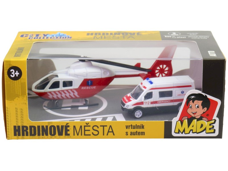 Záchranářská sada, vrtulník a auto