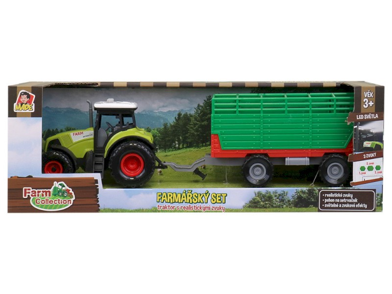 07212 - Traktor s přívěsem, se zvukem a světlem, 12,5 x 34,5 x 10,5 cm