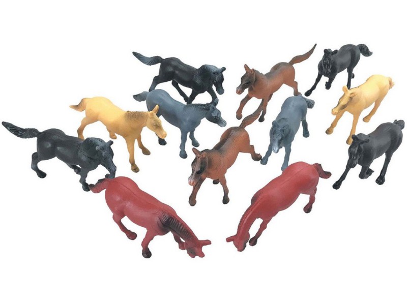 07551 - Zvířátka v tubě - koně, 6 - 8 cm, mobilní aplikace pro zobrazení zvířátek, 12 ks