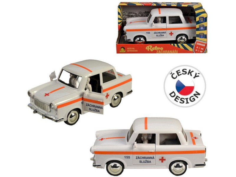 98528 - Auto ambulance retro na setrvačník 6 x 17 x 8 cm