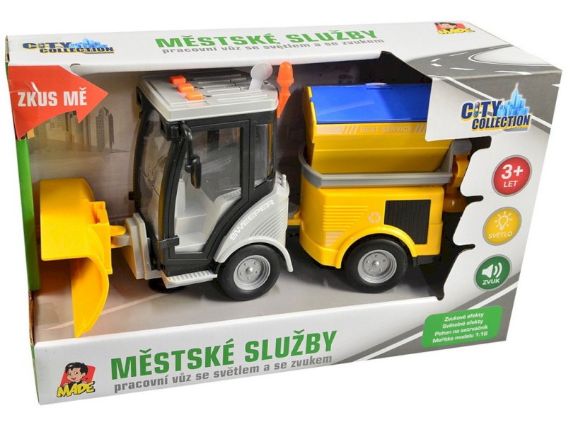 12411 - Odklízecí vůz na setrvačník, se světlem a zvukem, 25 cm