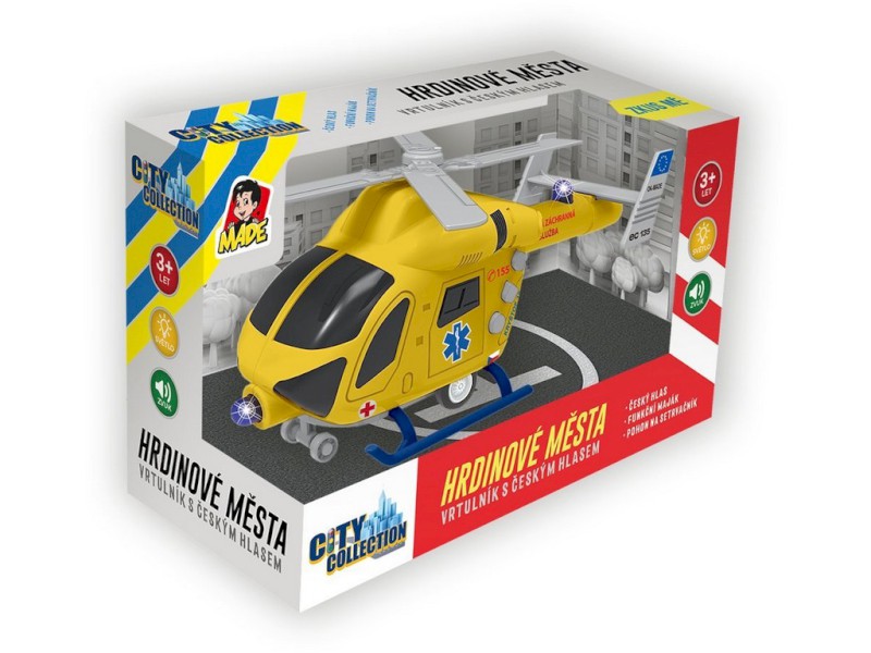 07635 - MaDe Vrtulník záchranný na setrvačník se světlem a zvukem, 20 cm