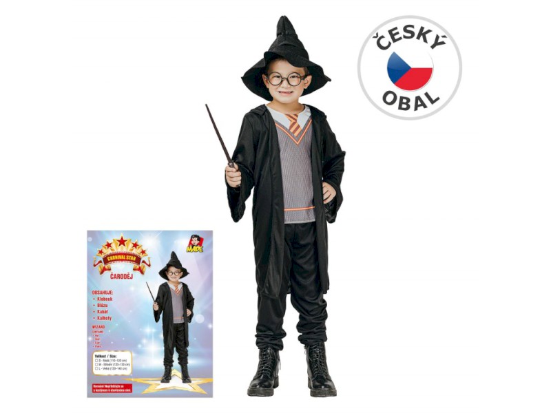Šaty na karneval - kouzelník, 120-130 cm
