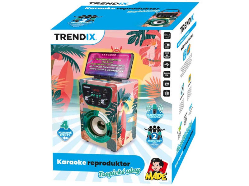 Karaoke reproduktor Tropical Vibes s 2 bezdrátovými mikrofony (Bluetooth) – NEW 2026