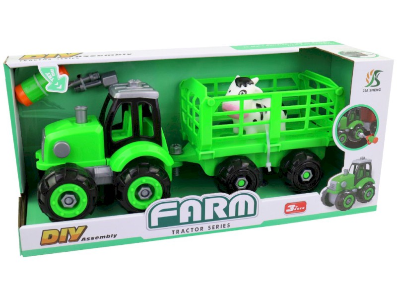 Traktor s vlečkou, šroubovací, 32,5 x 12 x 13 cm