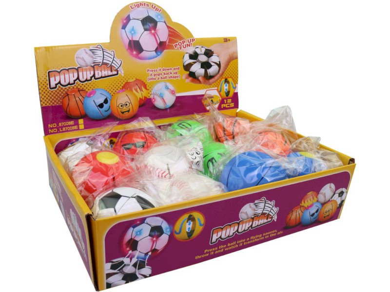 17447 - Míček blikající, 12 ks v display boxu, 8,5 cm