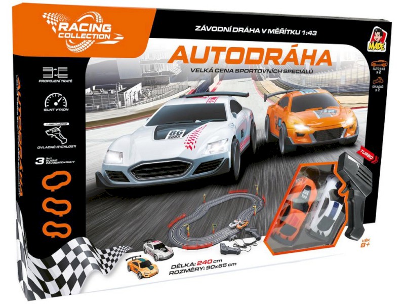 14500 - Autodráha 240 cm, dvě auta, USB, rozměr 90 x 65 cm