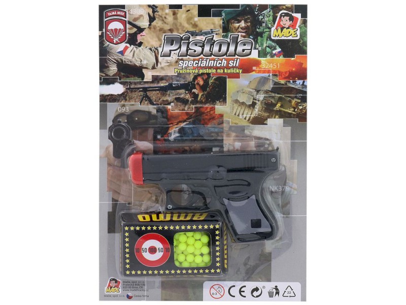 65327 - MaDe Pistole s kuličkami na kartě, černá