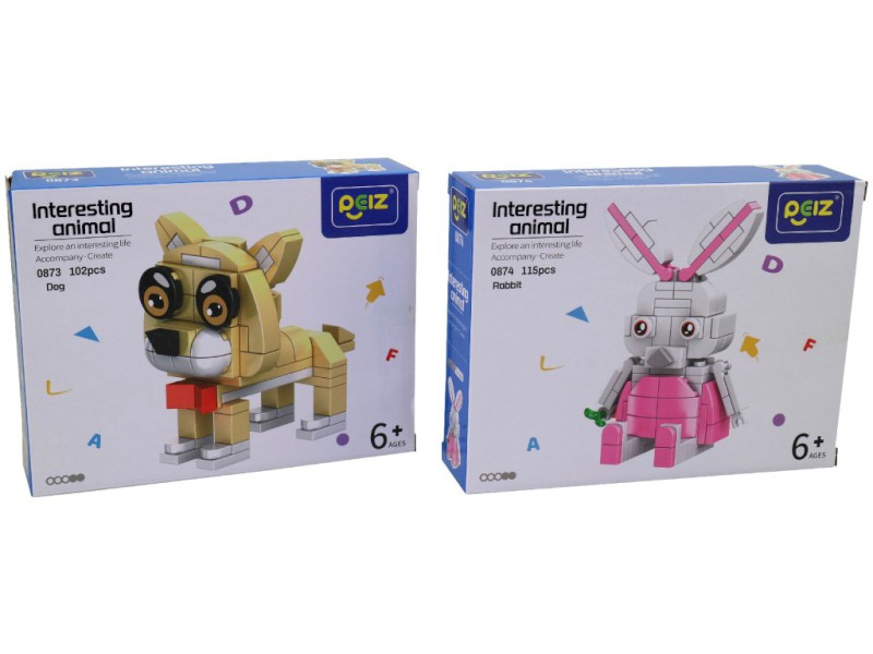 Kostky zvířátka, 93 kostek, 18,5 x 14 x 4,5 cm