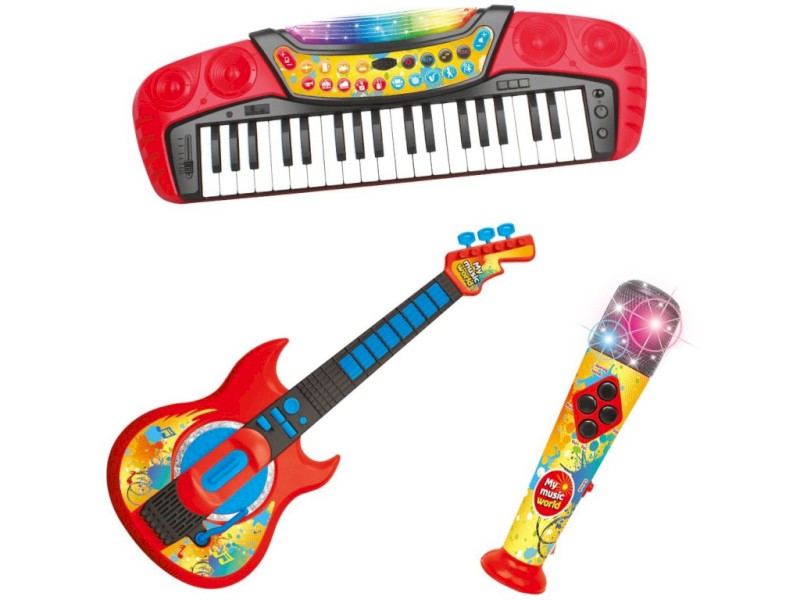 07994 - Souprava 3 v 1  elektronické piáno, 37 kláves, kytara, mikrofon