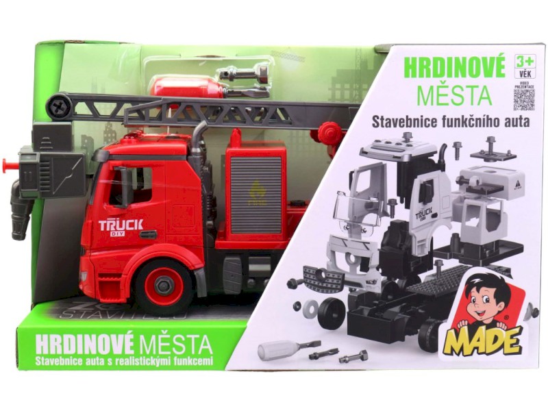 Auto hasiči k sestavení, světlo a zvuk, baterie, 30 cm