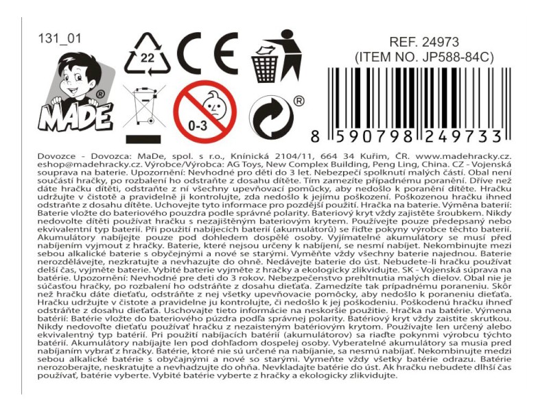 Vojenská sada s bateriemi, 29 x 13 x 11,5cm