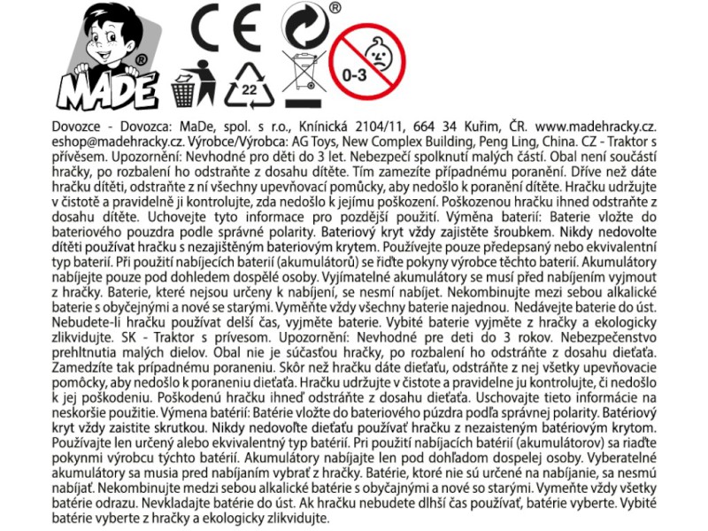 Traktor s přívěse pro převoz koní, na baterie, 15 cm