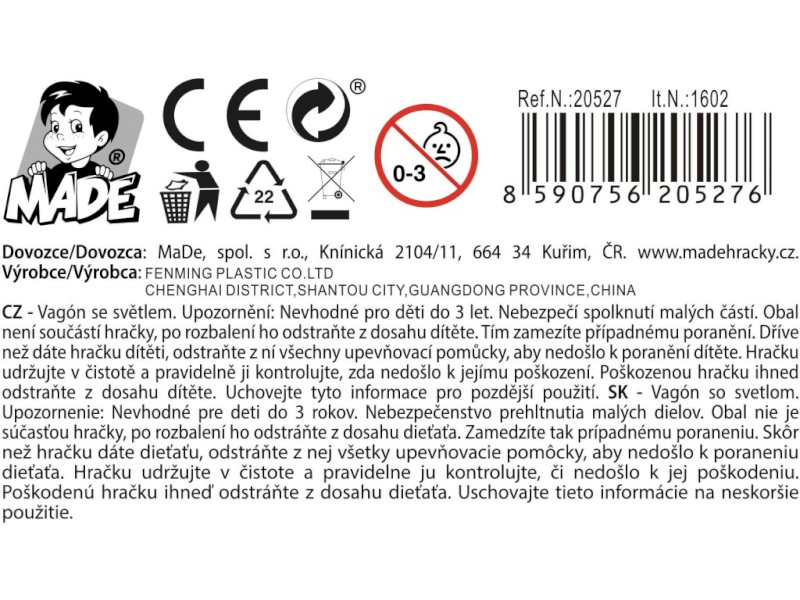 Vagón pro cestující, na baterie, světlo, 30,5 cm