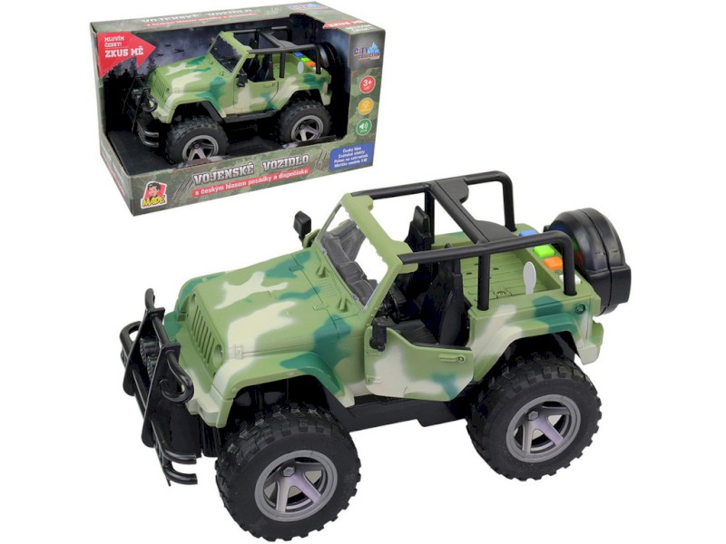 03226 - Jeep vojenský, na setrvačník, s reálným hlasem posádky