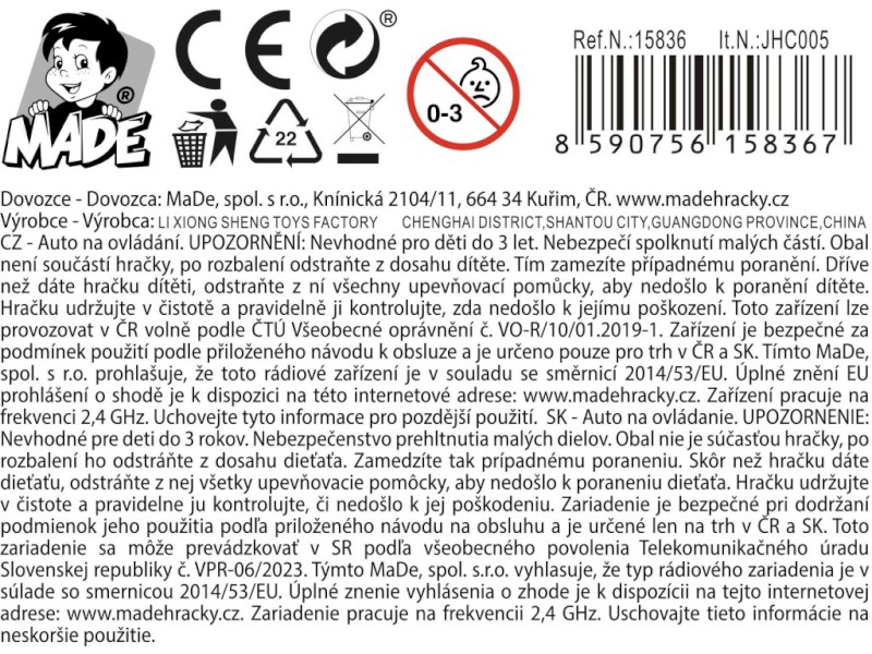 15836 - Ambulance na ovládání, 22 x 12,5 x 8,5 cm