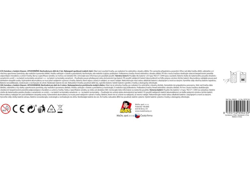 09023 - MaDe Autobus na setrvačník 44 cm, mluví česky, hlásí zastávky, CZ design