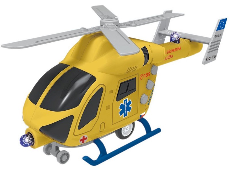 07635 - MaDe Vrtulník záchranný na setrvačník se světlem a zvukem, 20 cm