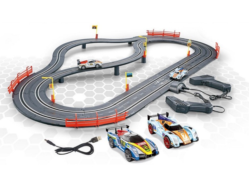 11196 - Autodráha 300 cm, bez zdroje, napájení přes USB kabel, 118 x 66 x 16 cm