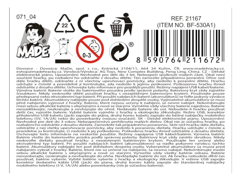 Piáno 49 kláves, mikrofón, 53 x 18 x 5,4 cm