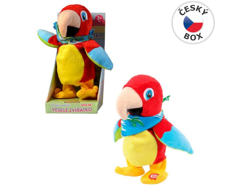 03695 - Papoušek opakující a chodící, 22 cm