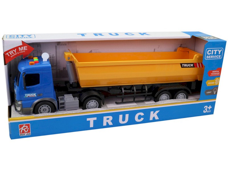 15189 - Auto nákladní na setrvačník na baterie, se světlem a zvukem, 38 x 7 x 10 cm