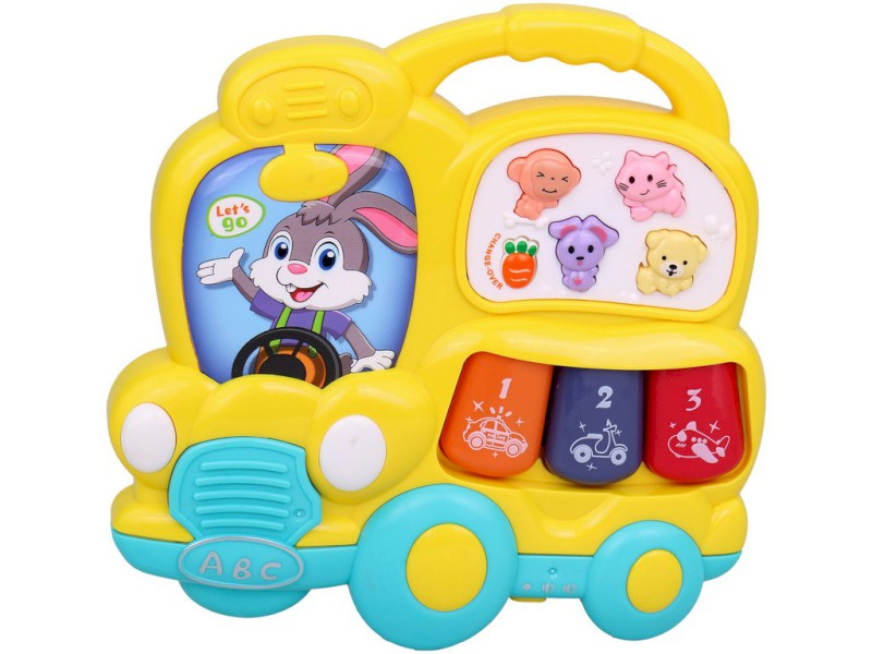 15697 - Piánko autobus, se světlem, hudbou a zvukem, na baterie, 15 x 3,5 x 15 cm