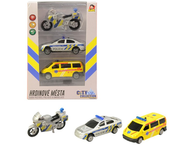 07215 - Sada motorka, osobní auto a dodávka, se světlem a zvukem, 16 x 11 cm